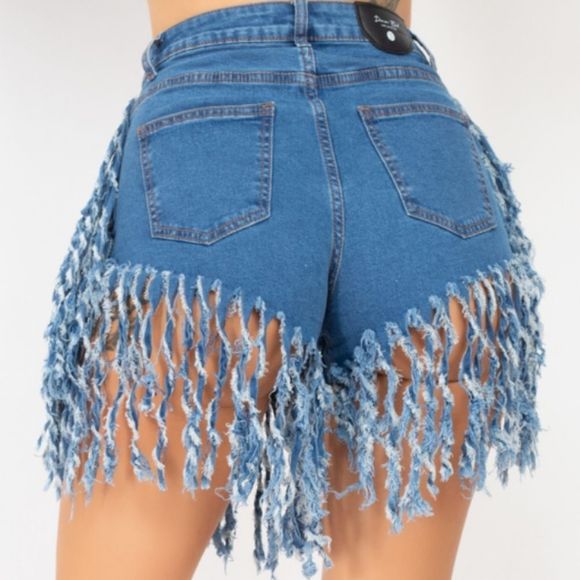 Fringe hem denim shorts - Picture 5 of 5